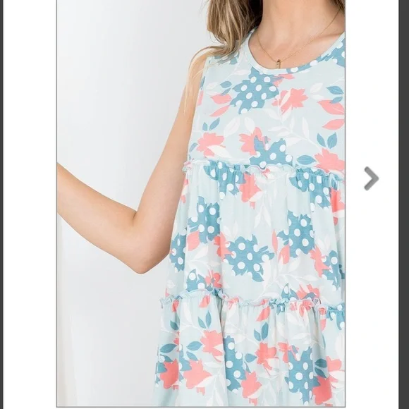 Perfect Peach Plus size floral print pull merrow tank top mint - Picture 6 of 11